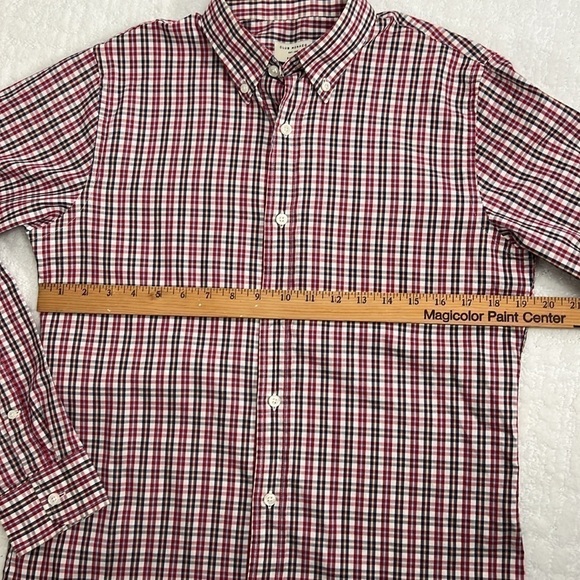 Club Monaco slim fit plaid collared long sleeve button down red blue tan white S - Picture 5 of 7